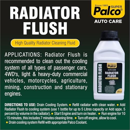 Image of PALCO Radiator Flush & Cleaner 250ml, Cleaning Fluid for Car, Truck & Tractor - Removes Rust, Scale, Lime Deposits & Sludge - Restores Cooling Efficiency - Compatible with All Coolants