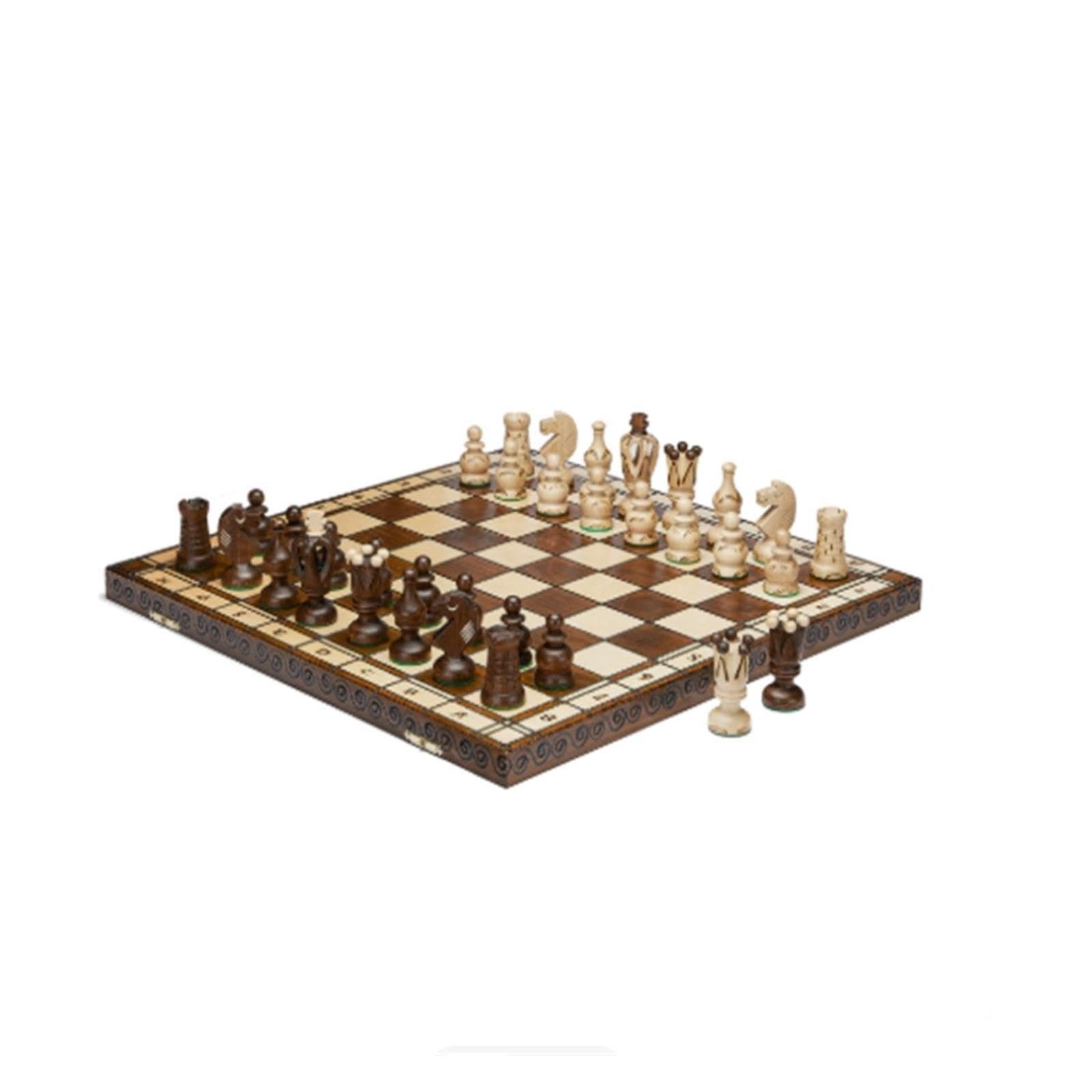 Set di scacchi in legno intagliato europeo in stile vintage | Scacchiera pieghevole, pezzi degli scacchi artistici in legno da collezione e regalo