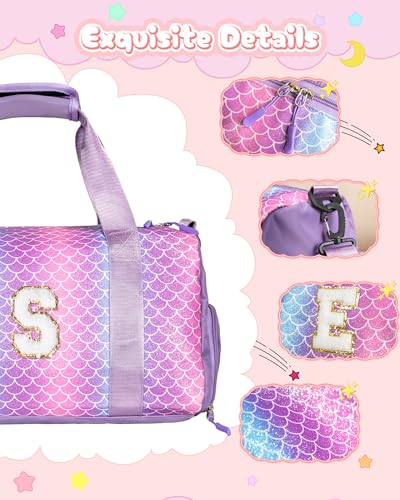 Christmas Gifts for Kids-Girl Gym Bag with Shoe Compartment, Kid Personalized Weekender Overnight Bags, Initial Travel Tote with Makeup Pouch, Graduation Gift for Girls (Letter Y)4