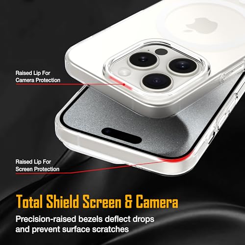Image of amazon basics Back Case for iPhone 15 Pro | Slim Lifetime Anti-Yellow Crystal-Clear Cover with Elevated Camera Protection & MagSafe Compatibility | Premium German Polycarbonate | Shockproof | Clear