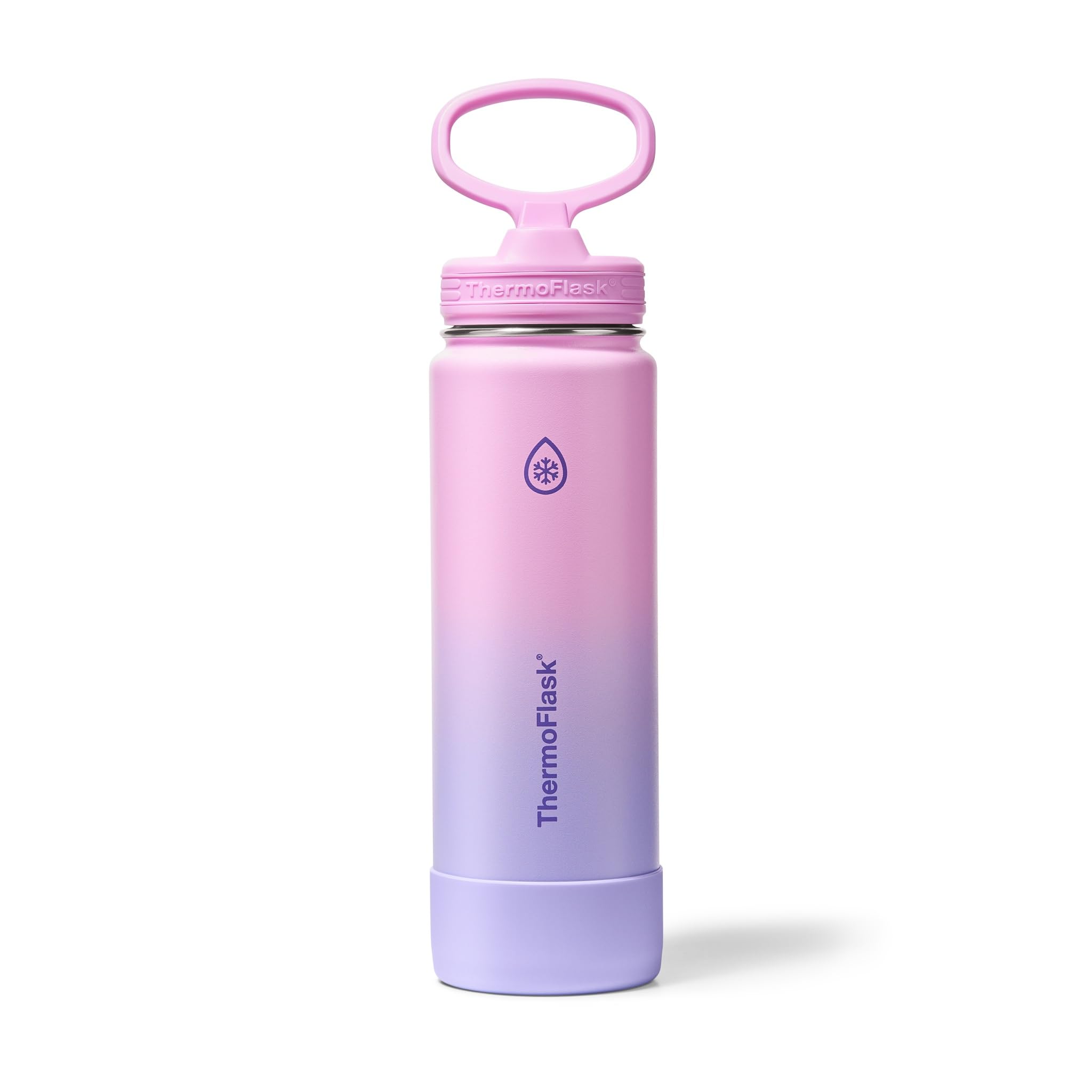 ThermoFlask 24 oz Double Wall Vacuum Insulated Stainless Steel Water Bottle with Straw Lid Purple Sunset