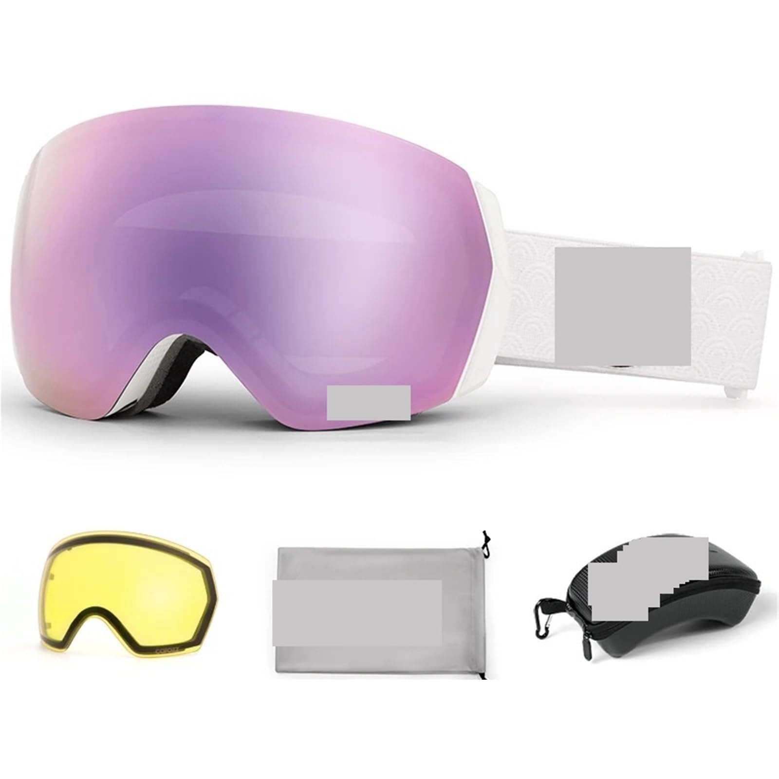 Occhiali da Sci Ski Goggles Men Women Anti-fog Ski Eyewear Snow Glasses Adult Snowboard Goggle with Night Yellow Lens and Case Set