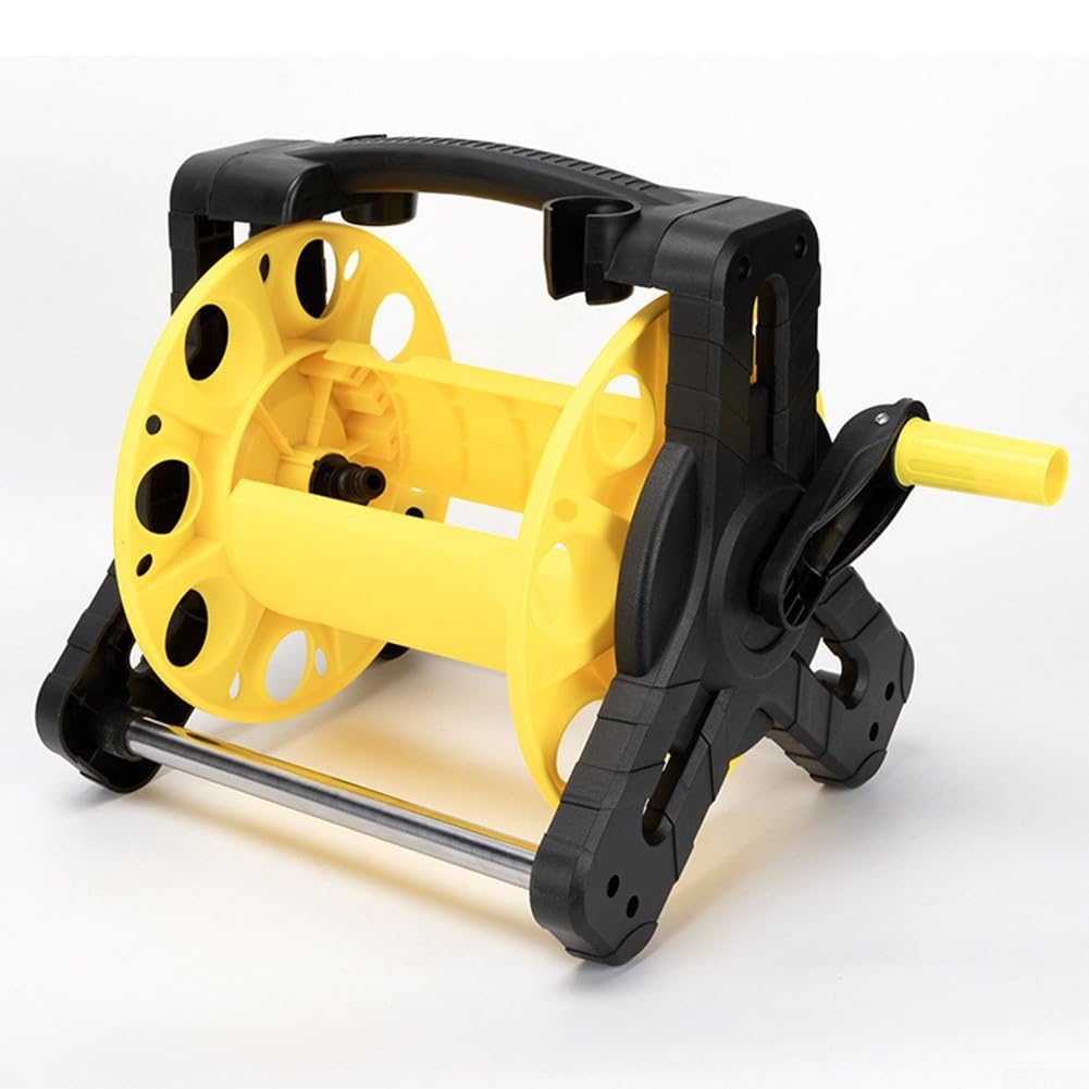 Carrello tubolare da giardino con tubo ad alta pressione da 25 m, robusto carrello in polipropilene per auto, facile da montare e avvolgere, multicolore, 31 x 29 cm (giallo brillante)