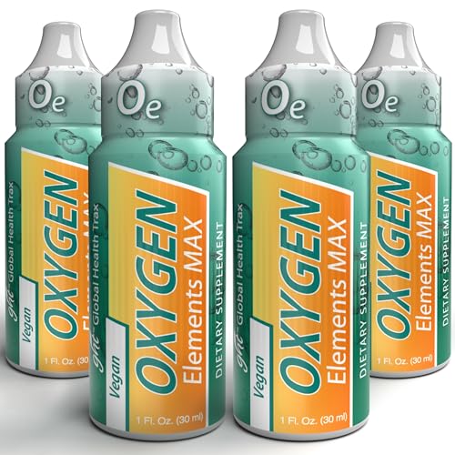 Image of GHT Oxygen Elements Max Liquid Oxygen Drops in 1 Ounce Bottle, Portable Supplement - Bolster Endurance and Stamina, Cleanse Cells (4 Pack)