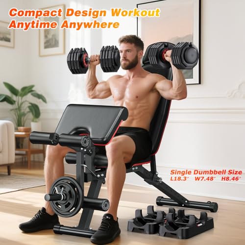 Image of XDDIAS Adjustable Dumbbells Set of 2 for Strength Training, One-Hand Quick Adjust, 25 /55 /80 /90 lbs Options, Anti-Slip Grip Handle, Compact Home Gym Weights for Men Women