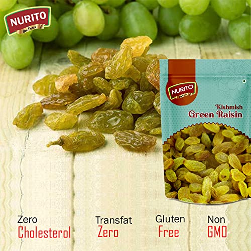 Image of Nurito Kishmish (Green Raisins) 600 Grams (200gm X 3) - Hari Darakh | Green Raisns Nutrient-Rich Superfood for Energy |Hari Kishmish Rich Source of Potassium & Dietry Fiber - This seedless Kishmish is the Best Snack for Every Age Group | Kishmish | Delicious Snack