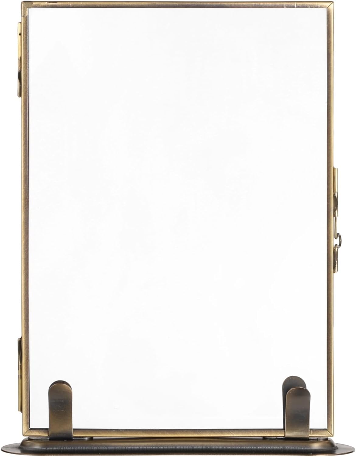 Vintage Floating Glass Frame, Tabletop Floating Picture Frame for Dry Flowers, Double Glass Pressed Flower Display Frame with Metal Base, Shelf Photo Frames for Home Office