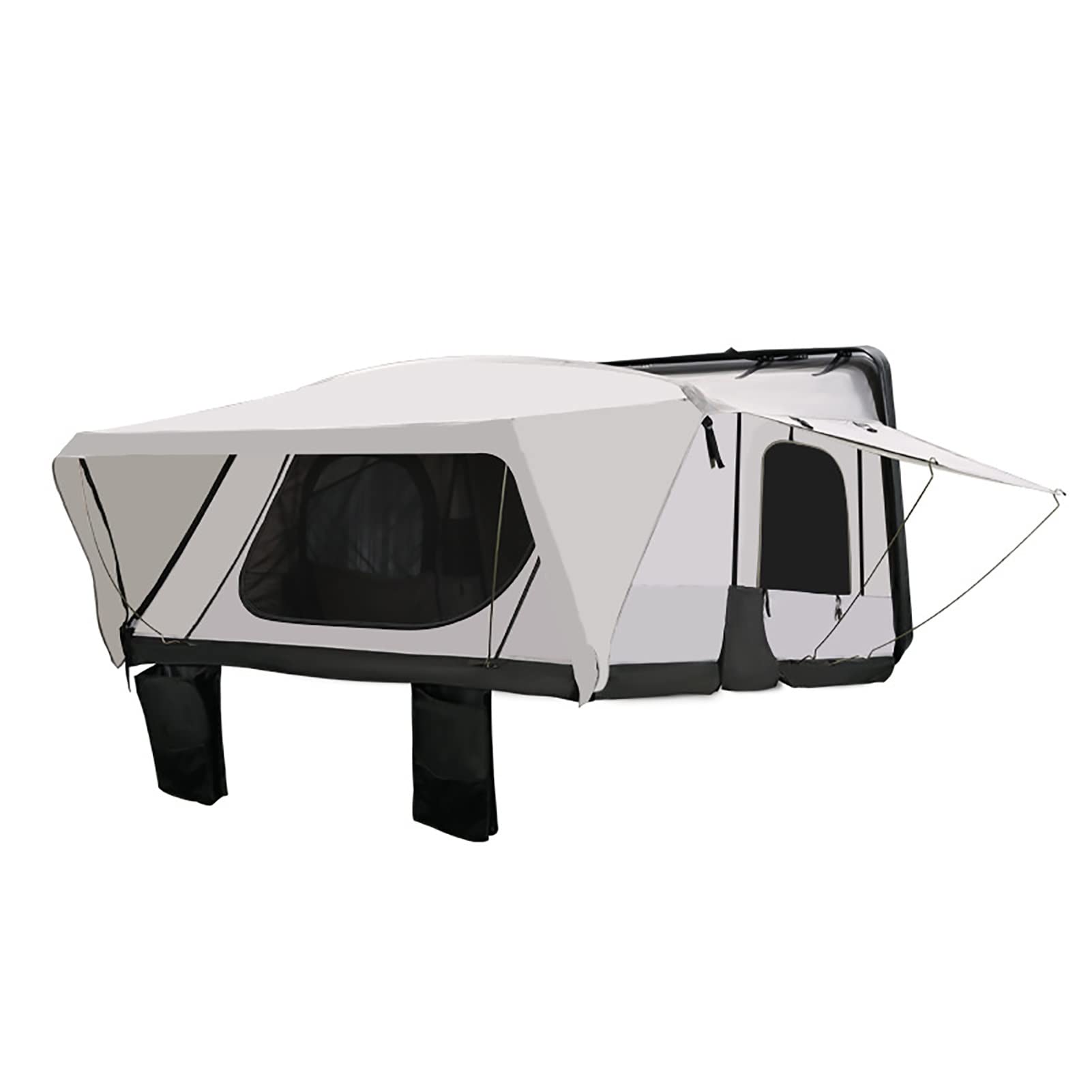 Tentes de Toit pour Camping Grand Espace adaptées pour 3 à 4 Personnes, Tente de Toit de Camping Camion SUV avec échelle et lumière Solaire de Secours, Voitures camions SUV Camping Voyage Mobile