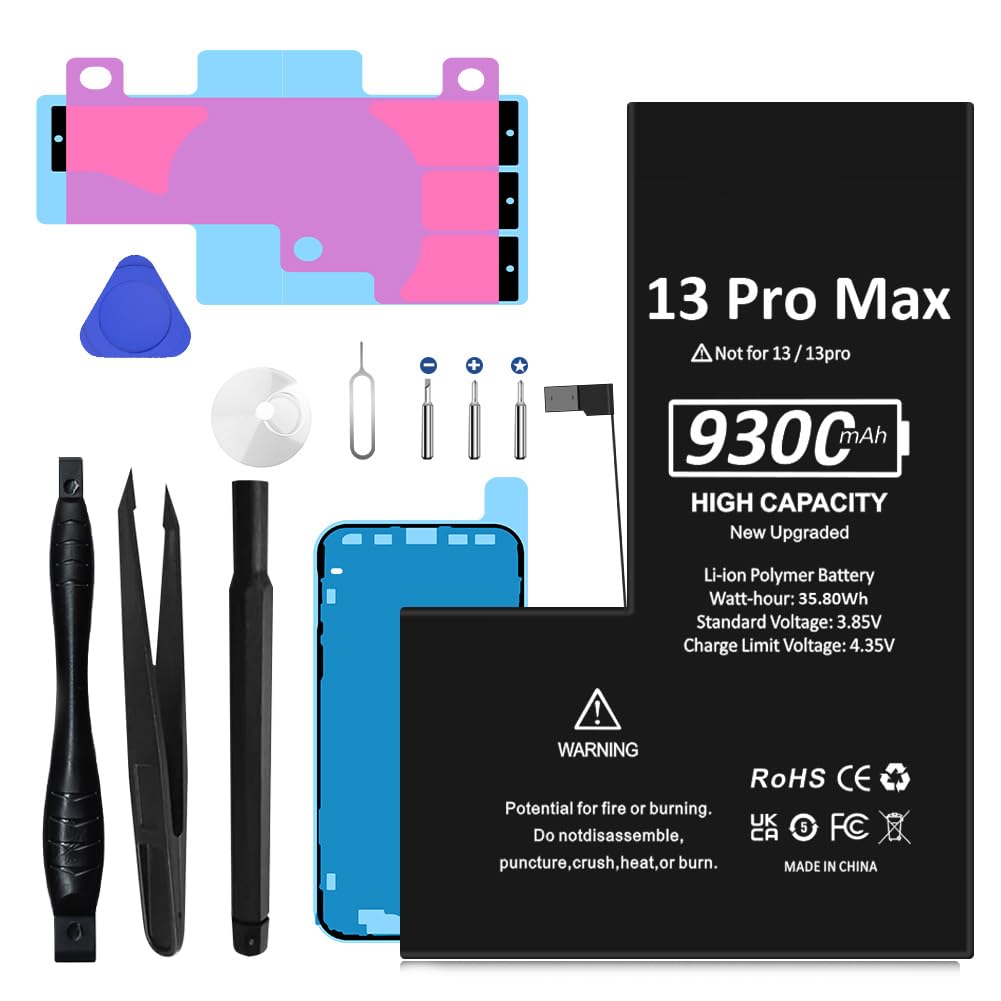 batteria 9300 mAh per iPhone 13 Pro Max con kit strumenti