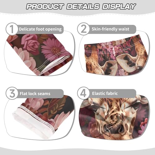 Toddler Girls Leggings Printed Yoga Pants Leggings Giraffe in Flowers by Artist for Kids3