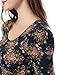 Allegra K Women's Scoop Neck 3/4 Puff Sleeves Printed, Navy Blue, Size 10.0