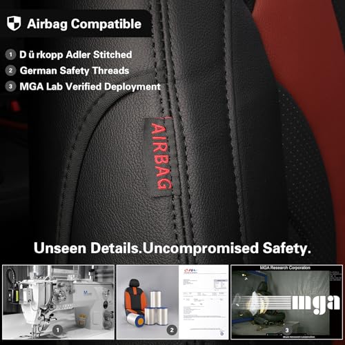 Image of EKR Rav4 Seat Covers Custom Fit for Toyota Rav4 (Hybrid) SE /XSE 2026, Car Seat Cover Full Set for SUV,Factory-Style Upgrade, Easy-Wipe Protection,Faux Leather(Black +Burgundy)