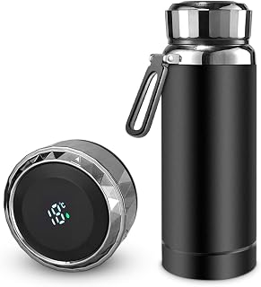 Thermosflasche mit Temperaturanzeige 800ml, thermoskanne mit temperaturanzeige, Vakuum Isolierbecher aus 304 Edelstahl, Thermoskanne Baby, Auslaufsicher, BPA-frei, Smart Bottle für Reise, Büro, Sport