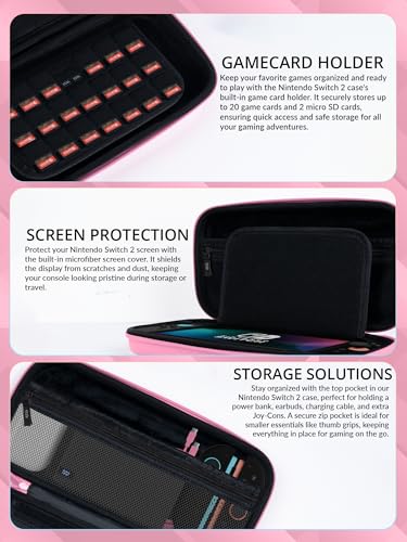 Image of Orzly Case Compatible with Nintendo Switch 2 - Protective Travel Carry Case with Screen Padding, Game Card & microSD Slots, Zipped & Open Pockets for Accessories - 7.9 inch Gift Boxed