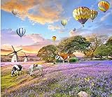 XiuTaiLtd Fototapete Bauernhof Blumen Himmel Lavendel 3D Fototapeten Wandbild Xxl Seiden Wand Tapete Moderne Wanddeko Wandtapete Wohnzimmer Schlafzimmer Dekor -450x315 CM