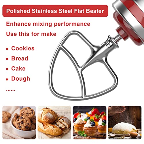 Stainless Steel Beaters For Kitchenaid Stand Mixer, 4.5-5Qt Tilt-Head Paddle Attachment For Kitchenaid Mixer, Polished Flat Beater For Kitchenaid-Dishwasher Safe By Hozodo #TOP2