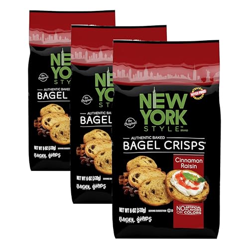 New York Style Bagel Crisps,Cinnamon Raisin,6 Ounce,(Pack of 3)