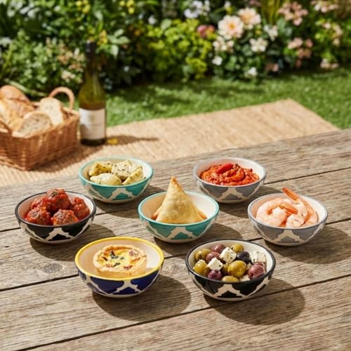 Image of Ceramic Cute Small Bowl for Rice Soup Salad Snack Condiment, Microwave and Dishwasher Safe Light, Easy to Handle, and Clean - Perfect for Family Or Small Gatherings (Random, Set of 6)
