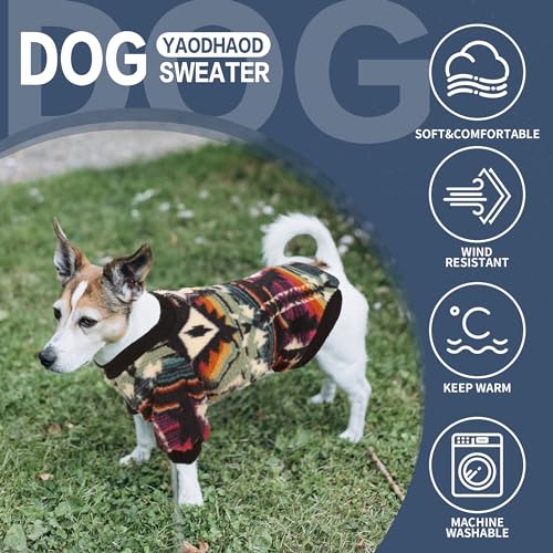 YAODHAOD Hund Pullover für kleine Hunde, Fleece Hund Pullover, Ethnische Stil Winterkleidung, Ultra weiche thermische Winter warme Welpen Sweatshirt (XS, Mehrfarbig)