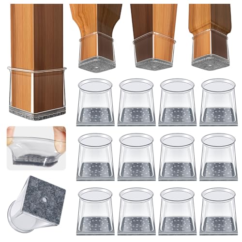32 Piezas Protectores Patas Sillas Cuadrados, Protectores de Piso para Patas de Muebles, Silicona Tapones para Patas de Sillas Proteger Pisos de Madera Dura (Fit: 19-26 mm)