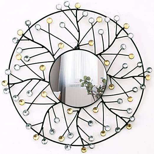 Buy Mirror Wall Mounted Hanging Mirror Flower Design Round Shape Mirror