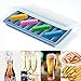 Silicone Narrow Ice Stick Cube Trays with Lids, Easy Push and Pop Out Material, Ideal for Sports and Water Bottles,Blue and Gray