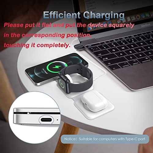 3 In 1 Foldable Wireless Charger, Ankilo Magnetic Fast Wireless Charging Pad, Compatible With Iphone 14/Pro/Max/Plus/13/12, Apple Watch, Airpods Pro(Adapter Not Included) #TOP4
