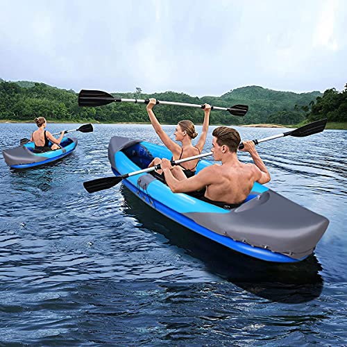 EPROSMIN Inflatable Kayak 2 Person Boat - 10.6 Ft Tandem Kayak Set with Aluminum Oars Paddles Fishing Dinghy Hovercraft 1,2 or 3 Person Boat Canoe Raft Kayaks for Adults and Kids Youth Kayak