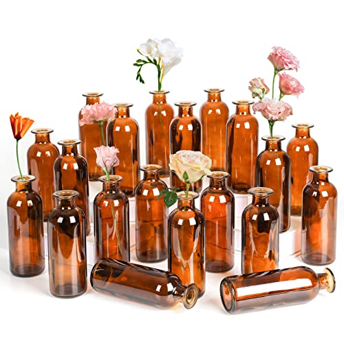 Amber Glass Bud Vase, 20 Pack 8 Oz Living Bud...