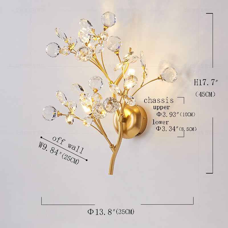 Image of Modern Crystal Wall sconces 3 Light Flower Moulding Wall Light Fixtures Vintage French Wall Lamp Fixtures for Bedroom Living Room Corridor Restaurant Gold B8800 (3 Light)