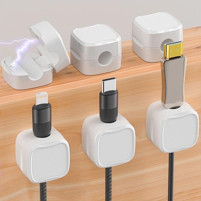 6 Pack Clips Magnéticos para Cables, Organizador Adhesivo para Gestión de Cables bajo Escritorio para Hogar, Oficina, Pared, Escritorio y Mesita de Noche miniatura 1
