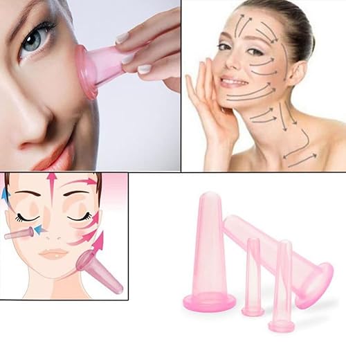 Miniatura 9 de Erioctry Juego de 4 tazas de silicona para masaje facial transparente para ojos y rostros, kit de tazas de masaje para levantar masajes, cara y
