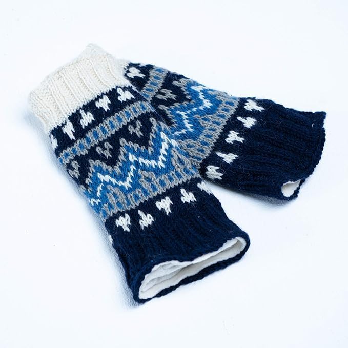 Tibetan Socks Hand Knit Wool Fleece Lined Leg Warmers Boot Toppers - Image 4