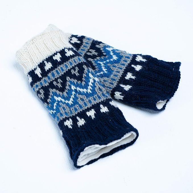 Image of Tibetan Socks Hand Knit Wool Fleece Lined Leg Warmers Boot Toppers