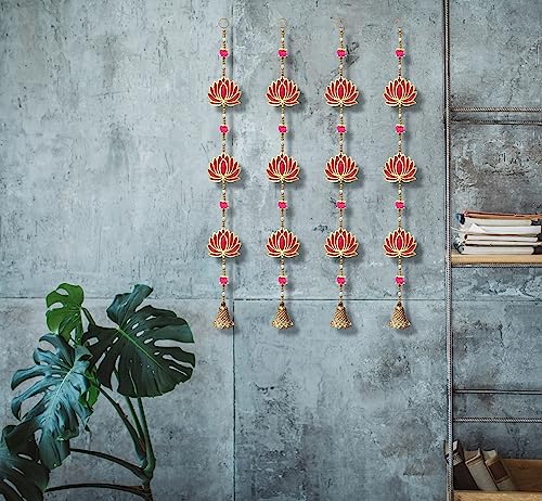 Image of True Decor Lotus for Decoration Puja Room Decoration Items for Home Diwali Door Hanging || Height 30 Inch || Pack of 2