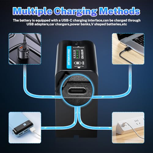 2 Stück 10800mAh Akku für Sony NP-F970 NP-F980 NP-F960 NP-F950 NP-F930 NP-F550 NP-F570 NP-F750 Ersatzakku für Sony Handycams, Field Monitor, Videoleuchte