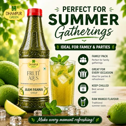 Image of Dhampure Specialty Aam Panna Syrup 750ml | Aam Panna Concentrate | Raw Mango Drink Concentrate | Traditional Indian Summer Cooler | Sharbat Mix for Water, Soda & Mocktails | Makes Multiple Drinks