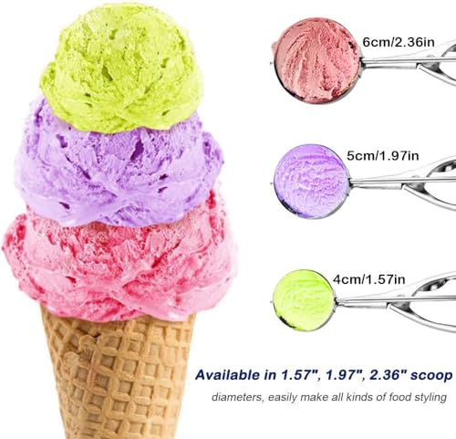 Stainless Steel Ice Cream Scoop Set - 3 Sizes for Baking - Image 2