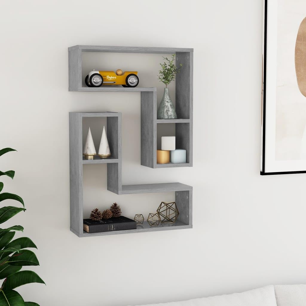 vidaXL Mensole a Muro 2pz Grigio Cemento 50x15x50cm Legno Multistrato