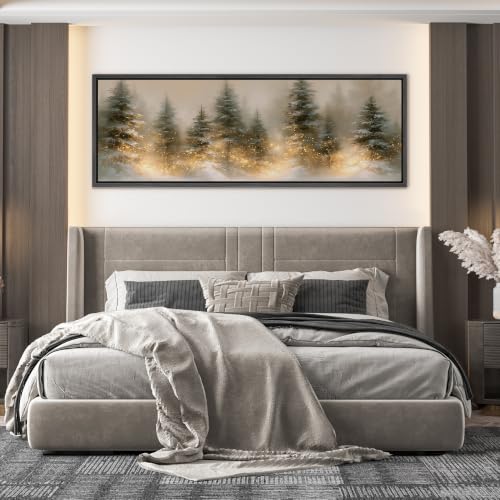 Image of MUDECOR Large Framed Canvas Print Wall Art Snow Pine Forest for Living Room