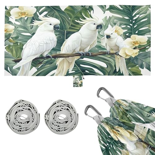 Takiito Tropical White Cockatoos Hammock 330 lb Capacity Travel Camping Hammock with Tree Straps, Portable Lightweight for Outdoor Beach Backpacking Backyard Patio
