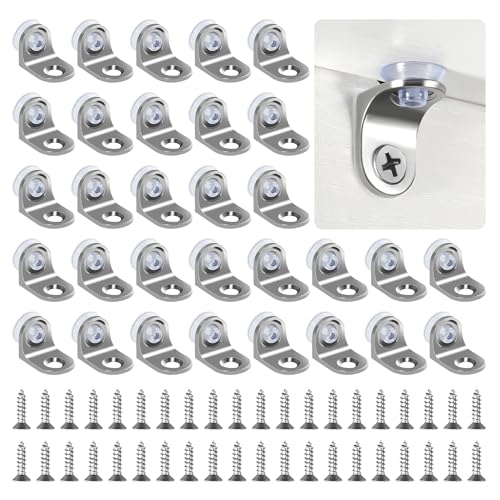 40 Pezzi Supporto Perno per Reggimensola Vetro. Staffa Angolare in Acciaio Inox con Ventosa, Sturdy Angle Support for Shelves, Staffa di Angolo Retto, per Mobili, Armadi, Librerie, Vetro e Legno
