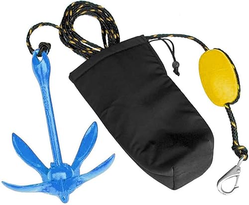 Kits de anclaje para kayak marino, accesorios de anclaje plegable de 3.5 libras con cuerda de 30 pies para kayaks de pesca, canoa, moto acuática,