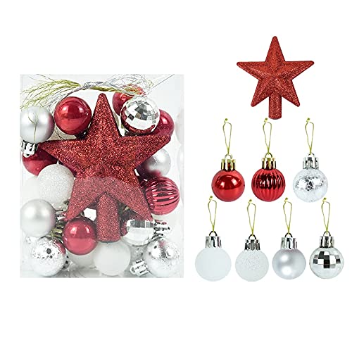 30 bolas de plástico de Navidad para colgar, adorno para árbol de Navidad, decoración de bricolaje para fiesta de Navidad, boda (color: F04)