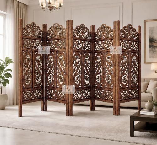 Image of Partition for Living Room,Divider,Partition Wall Room Divider Screen Separator, Wall Panel Divider for Hall | Bedroom |Office | Puja Room | Restaurant S Design (4ft 5 Panel Antique)