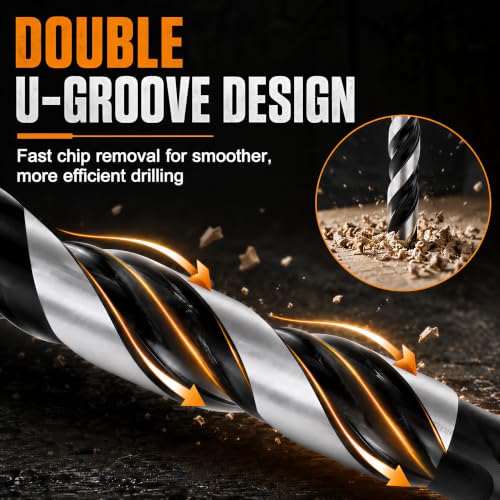 Image of 12-Piece Masonry Drill Bit Set & Concrete Drill Bit Set, 7 Sizes, 1 /8 inch-1 /2 inch | Carbide Drill Bits for Tile, Ceramic, Glass, Cement & Brick, Bath & Kitchen, Dual U-Groove, 3-Flat Shank, Standard Drill Fit