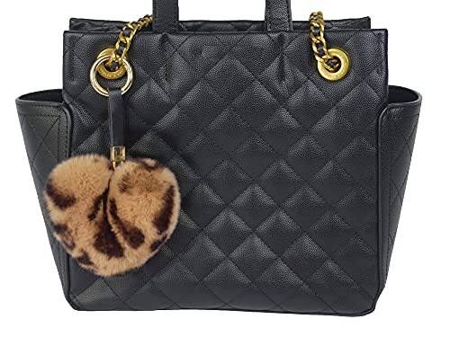 Aichuan Genuine Rex Rabbit Hair Fur Pompom Keychain Heart Shaped Bag Charm Ring Fluffy Fur Ball #TOP4