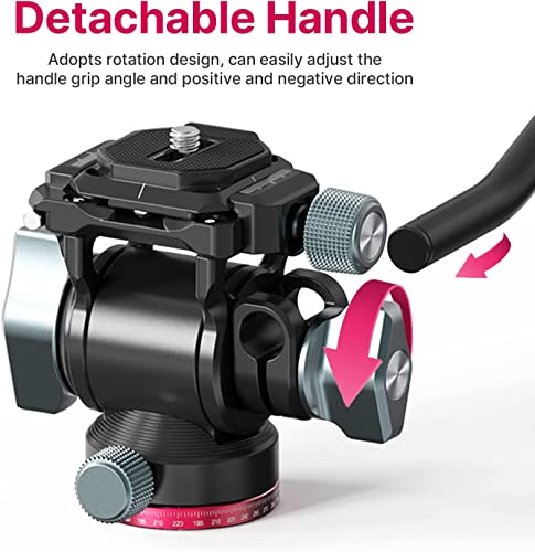 Image of Video Fluid Head for Camera Tripod - U-190 Mini Pan Tilt Head Small Panoramic Ball Head with Arca Swiss Quick Release Plate Lightweight Filming Equipment for DSLR Heavy Duty Travel Tripod
