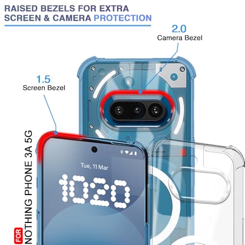 Image of AESTMO Clear Back Cover for Nothing Phone 3A 5G | 360 Protection | Transparent Back Cover for Nothing Phone 3A 5G (PC + TPU, Compatible with MagSafe Accessories, Transparent Bumper)