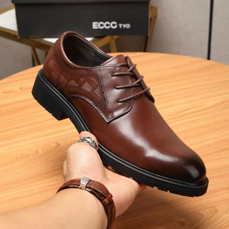 Men's Genuine Leather Lace Up Oxfords Comfort Wide Round Toe Non-Slip Dress Shoes Formal Leather Shoes for Weddings Business Office Prom2